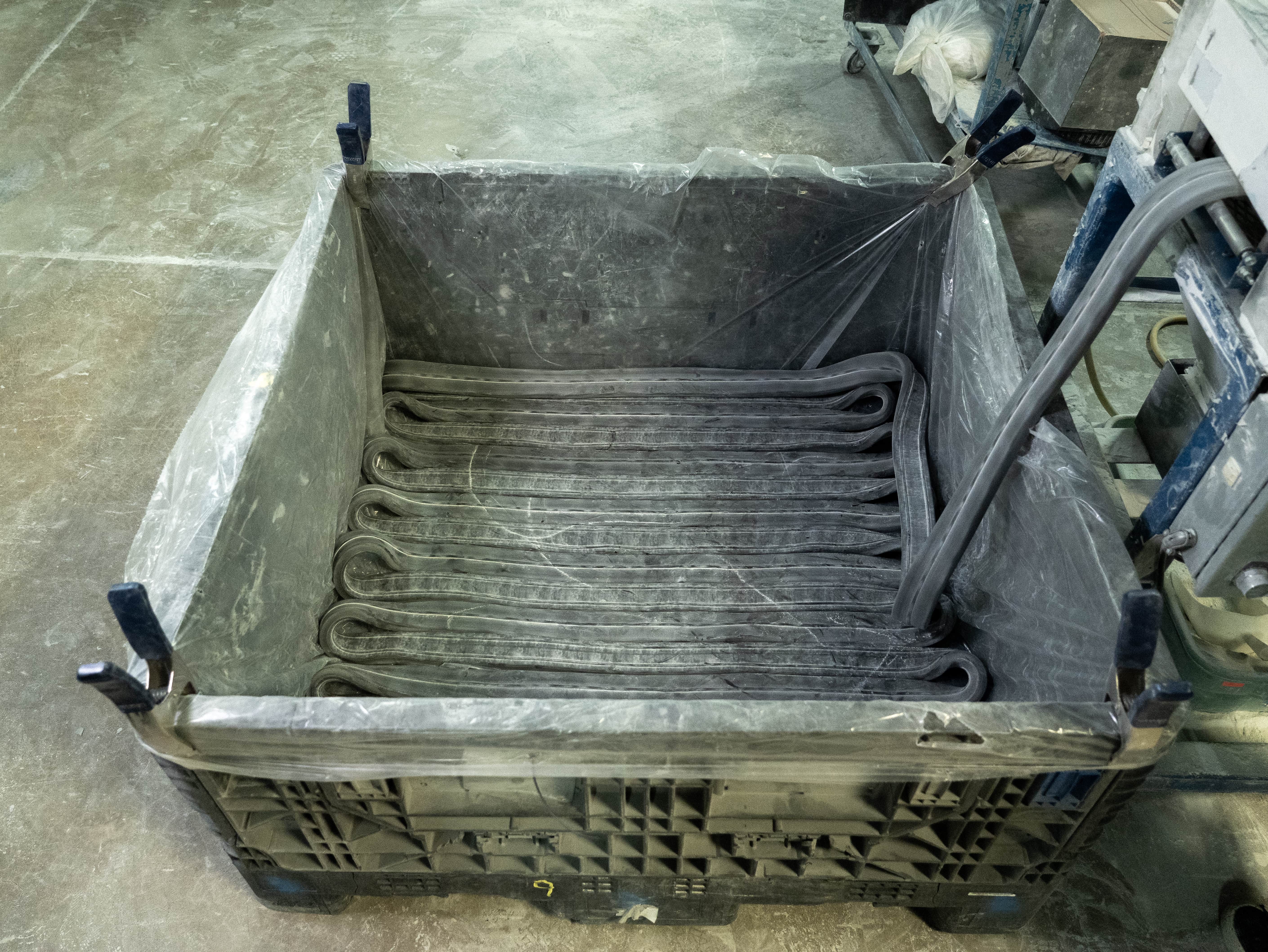 Crate packed single strip of black silicone from US Silicones Crate packed single strip of black silicone from US Silicones